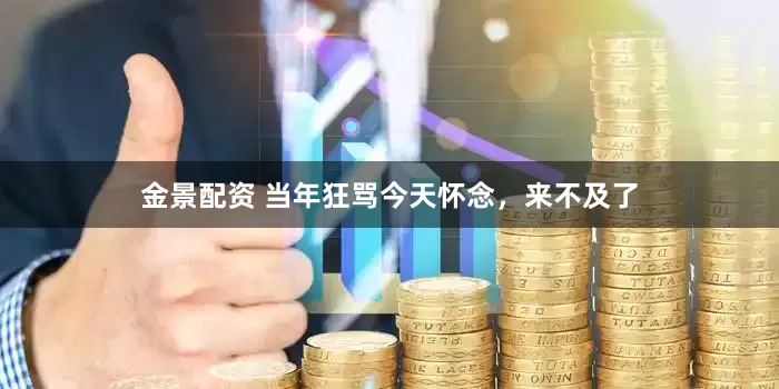 金景配资 当年狂骂今天怀念，来不及了