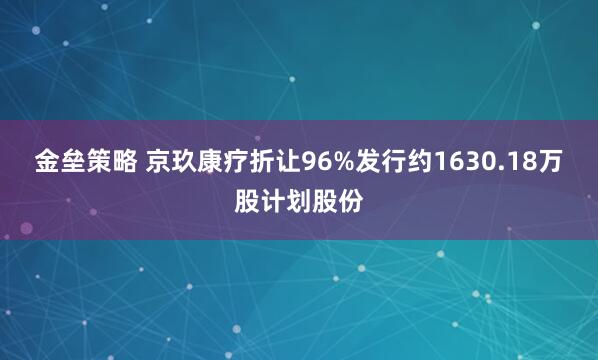 金垒策略 京玖康疗折让96%发行约1630.18万股计划股份